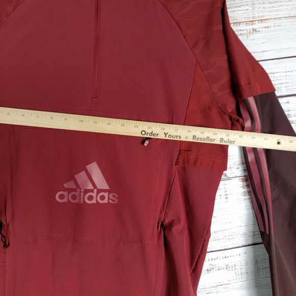 Adidas Mens Size S ID Woven Shell Hooded Anorak Jacket DH9050 Maroon Outdoor - Picture 3 of 8